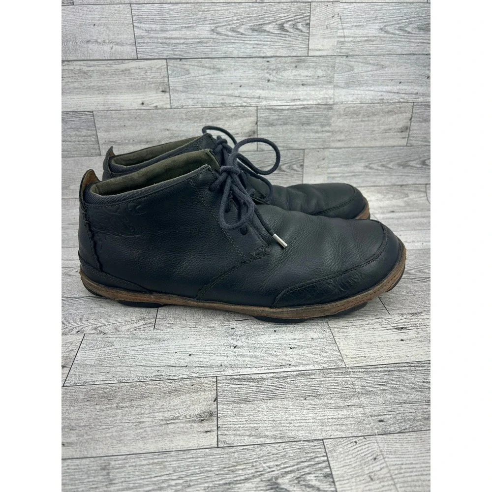 Olukai Kamuela Mens Black Leather Chukka Boots‎ Size 11 10131-4033